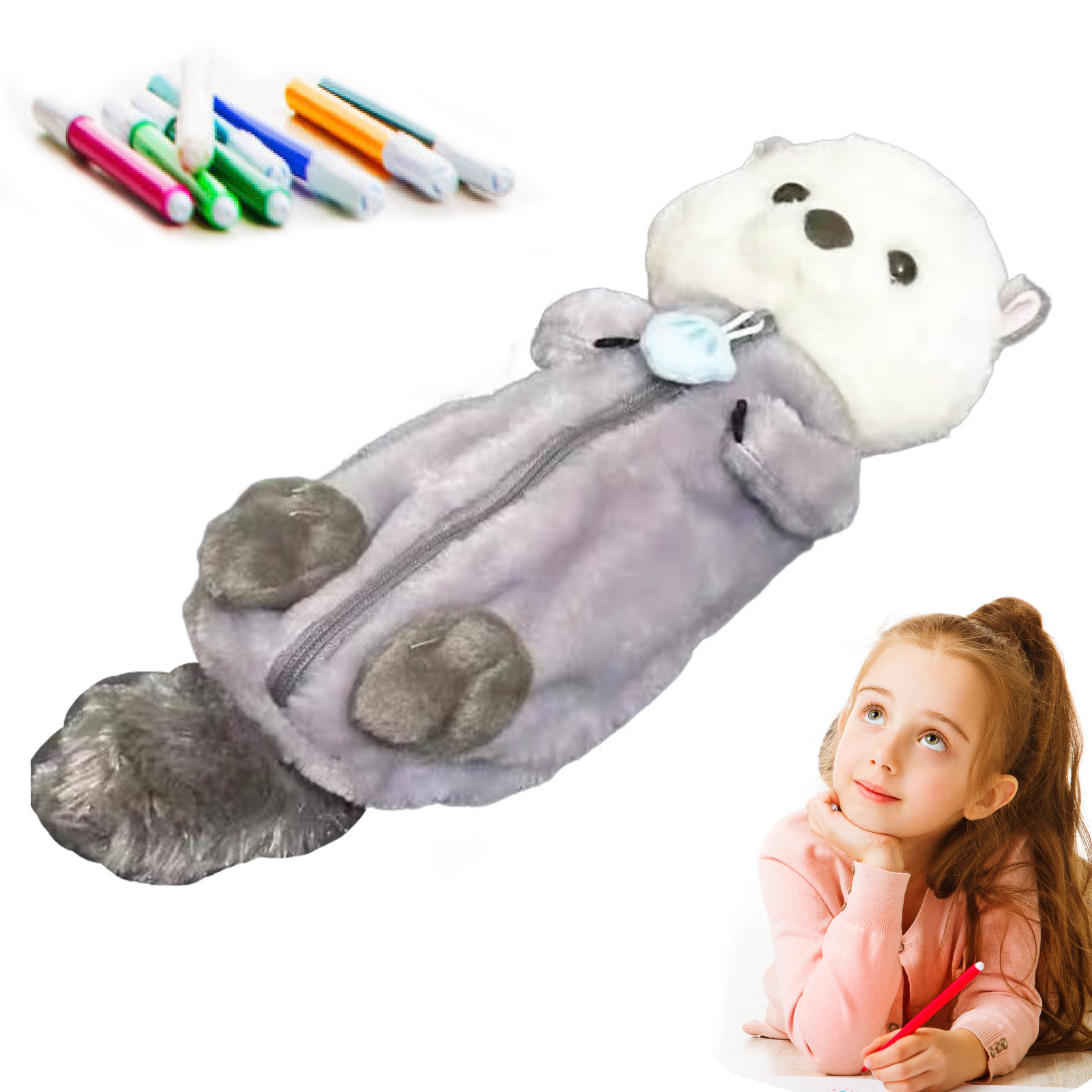 School Supplies - Kreatives Plüschtier-Federmäppchen, weich, niedlich, Stressabbau, Ins-Stil,